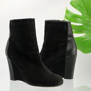 GStar Raw Womens Gable Fulton Boot Size 9 Wedge Heel Black Suede Bootie Comfy